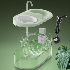 Cat Fountain Water Bowl Stainless Steel, 2 in 1 Automatic cat Feeder for Pets Dogs, Puppies, Kittens (Pink, S)