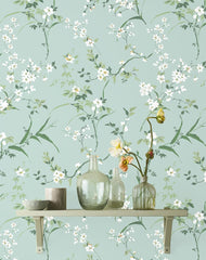Floral Peel and Stick Wallpaper - Self Stick Flowers Wall Paper for Bedroom Kitchen- Renter Friendly Mural Cabinets Contact Paper (Spring Red Floral, Sample - 17.7" X 78.74")