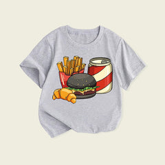 Kids Casual T Shirt Summer Toddler Boys Girls Short Sleeve Cartoon Food Prints Summer Cute Daily Tops Trendy