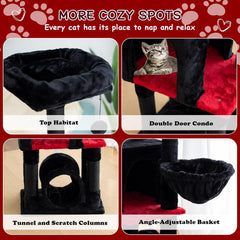 49in Cat Tree with Scratching Posts,Window Perch,Condo, Basket,Tunnel, Pompoms, Kittey Tower for Indoor Cats,Light Gray