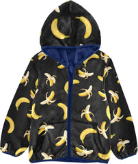 CHIFIGNO Yellow Bananas Black Toddler Boy Comfy Thick Fleece Outerwear Jackets with Polar Fleece Lining 3T