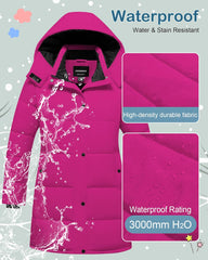 Girl's Winter Coat Kids Long Puffer Jacket Waterproof Ski Outerwear Warm Puffy Dress Coat with Hood