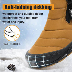 Snow Boots Mens Waterproof Winter Boots, Winter Boots Men Zipper, Slip On Outdoor Boot, Fuzz Lined Warm High Top Boots for Men