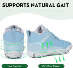 Hike Winter Footwear Barefoot Boots Mens Womens, Waterproof Winter Snow Boots, Warm Ankle Booties, Wide Toe Barefoot Hiking Boots, Non-Slip Zero Drop Sole Hike Shoes for Hiking Walking Outdoor