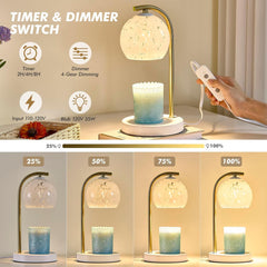 Candle Warmer Lamp Gifts for Women - Dimmable Scented Wax Melt Warmer with Timer - Housewarming Gifts for Home Bedroom Decor, Xmas Birthday Gifts for Mom, 2 Bulbs, White