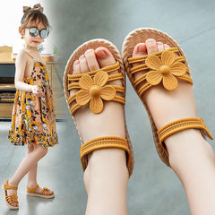 Girls Flower Flat Foam Sandals Soft Rubber Summer Wide Shoes Baby Toddler Kids Girl Slip On Comfy Trendy Open Toe Shoes