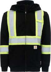 BOCOMAL FR Hoodies High Visibility 14oz Fleece Heavyweight Hi-vis Jackets Flame Resistant Reflective Hooded Sweatshirts