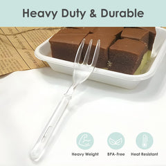 Heavy Duty Mini Forks, Disposable Plastic Small Forks 4" for Appetizer Dessert Tasting, Heavy Duty, Clear Plastic 100-Pack