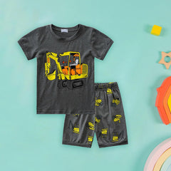 𝐏a𝐣amas for Kids Boys Soft Cotton 𝐍𝐢ghtwear Toddler Comfy 𝐒lee𝐩wear Short Sleeve Shirt with Shorts 𝐋oun𝐠ewear 𝐏𝐣s