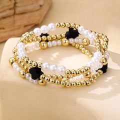 4PCS Handmade Bead Bracelets Set for Women - A Touch of Classic Elegance(Multicolor)