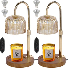 2 Pack Electric Timer Candle Warmer Light,With bracket Dimmable Candles Wax Glass Warmers Lamps for Jar Candles Burner No Flame Scented Melting Warming Lantern Adjustable Height(4*50W Bulb) (Type-C)