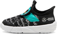 PUMA Unisex-Child Mercedes Amg Petronas Slip on Shoes MAPF1 Slipkart Alternate Closure Sneaker, Black White, 12 US Little Kid