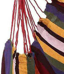 Colorful Stripe Hammock Chair Hanging Swing, Sturdy Cotton Hammock Swing, Side Pocket Tassel Chair for Yard, Bedroom, Patio, Porch