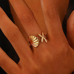 Auric Ocean-themed Sea Star Ring Non Tarnish Summer Jewelry for Women Vacation Accessories