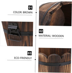 Hemoton Wooden Bucket Barrel- Wooden Flower Pot, Garden Planters Rustic Decorative Flower Beds for Plants, Indoor Outdoor Use (12 * 10 * 9cm)