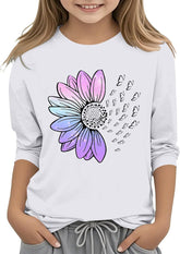 Workout Tops for Teen Girls Color Round Neck Seven Cuff T Shirt Top 3 13 Years Workout Tops for Teen Girls