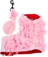 Yardwe 1Pc Stereo Flower Dog Harness with Traction Rope Cute Floral Design for Pets for Spring and Summer Outings Pet Supplies