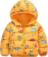 Toddler Kids Baby Boys Girls Winter Warm Jacket Outerwear Dinosaur Coats Hooded Padded Outwear Fall Coat