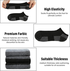 COOPLUS 12 Pack Mens Cushioned Ankle Socks, Low Cut Breathable Casual Socks (Shoe Size 6-11)