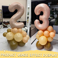 Digital Column Kit Birthday Party Decoration 32" Large Caramel Foil Number Balloons 0-9 For Boys Girls Baby Shower Photo Shots Women Men Party Anniversary Supplies (Digital Balloon Kit 3)