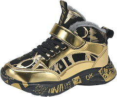 Boys Snow Boots Winter Waterproof Slip Resistant Sneakers Faux Fur Lined Winter Boots Cold Weather Shoes