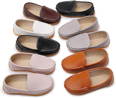 SOFMUO Boys Girls Leather Loafers Slip-On Oxford Flats Boat Dress Schooling Daily Walking Shoes(Toddler/Little Kids)