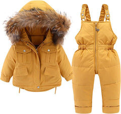 Girls Snowsuit Hooded Down Coat Jacket Thick Warm Winter Windproo1 Outerwear Snow Pants Zipper Casual Coats Clothes