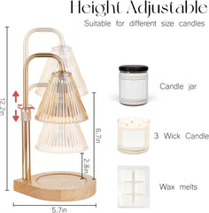 Candle Warmer Lamp with Timer: 2 Pack Height Adjustable Candle Lamps with 4 Bulbs Dimmable Wax Melt Warmer Home Bedroom Office Decor Mothers Day Mom Gift for Women