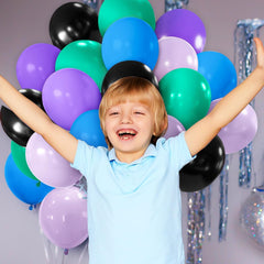Boys Girls Video Game Balloons, 50pcs 12inchs Black Purple Teal Blue Balloons, Party Balloons for Boys Girls Video Game Birthday Baby Shower Party Decorations Party Supplies