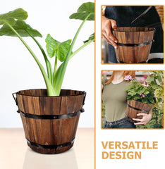 1piece Planter Pot for Garden Small Rustic Flower Pot for Vegetables and More Carbonized for Patio and Balcony Decor Random Style