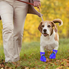 Dog Shoes, 4 Waterproof Dog Boots, Shoes with Adjustable Drawstring, Washable Dog Rain Boots, Anti Slip Dog Paw Protector, Long Lasting Dog Floor Boots Suitable for Hot Cold Pavement