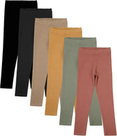 6 Pack Toddler Girl Solid Leggings Soft Comfortable Ankle Length Leggings Kids Stretchy High Waist Pants