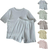 Cotton 𝐏a𝐣amas Set for Boys Girls Soft Short Sleeve Shirt & Shorts 2PCS 𝐒lee𝐩wear Toddler Kids Comfy 𝐋oun𝐠ewear 𝐏𝐣s