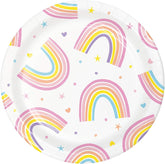Creative Converting Happy Rainbow Paper Plates, 8 ct and Dessert Plates, 8 ct Bundle