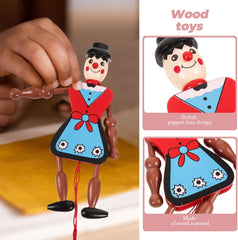 2sets Vintage Puppet Toys Wooden Marionette for Boys and Girls Stylish and Fun Hanging Puppet Doll 4pcs*2
