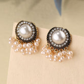 Contemporary Gold Jewelry for Women Artisan Tassel Dangle Metallic Stud Accessories