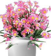 Faux Daisy Flowers | Fake Plants,UV Resistant Artificial Shrubs for Indoor Outside, Realistic Greenery for Home Planter