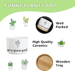 DOFAFALA Funny Planter Succulent Flower Pot, Flower Cactus Planter Gifts, Appreciation Inspirational Gifts for Plant Lovers Women Men Coworkers Home Office Decor (No Plants)