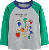 Boys Girls Toddler Cotton T-Shirt | Funny Graphic Long Sleeve Tee | Soft Round Neck Pullover Top Casual Undershirt