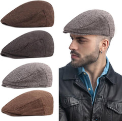 Newsboy Hats for Men Flat Cap Driving Cabbie Hunting Cap Beret Flat Ivy Winter Beret Hat