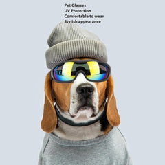 Dog Sunglasses Goggles Wind Dust Protection Pet Glasses Eye Wear with Adjustable Strap for Dog Cat (Silver)