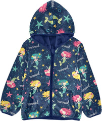 CHIFIGNO Colorful Cartoon Mermaids Toddler Boy Zip up Hoodie Fleece Jacket for Fall Winter 3T