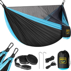 Camping Hammock Mosquito Net,Double & Single Portable Hammocks Hammocks with 2 Tree Straps,Hammock Tent for Travel Camping,Camping Accessories for Indoor Outdoor Hiking Backpacking Backyard Beach