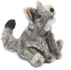 Folkmanis Small Coyote Hand Puppet, Gray; White; Black