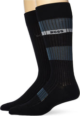 BOSS Men's 2-Pack Bold Logo Stripe Cotton Socks