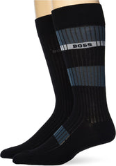 BOSS Men's 2-Pack Bold Logo Stripe Cotton Socks