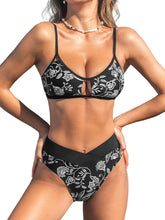 CUPSHE Bikini Set for Women Two Piece Swimsuits Cut Out High Waisted Scoop Neck V Cut Bottom