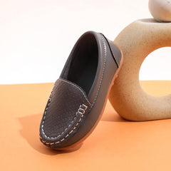 Boys Loafers PU Leather Slip-On Toddler Dress Shoes Non-Slip Sole Kids Moccasins for School Events and Daily Wear