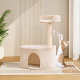 Cozy Beige Cat Tree Indoor Kitten Tower with Sisal Scratching Posts, Jump Platform & Activity Center Ideal Cat Condo for Playful Cats (20.27x12.4x29.5 inch)