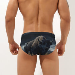 Highland Yak Wild Cow Men's Swimsuit Brief Beach Shorts Bikini Swimwear Sexy Swimming Trunks
